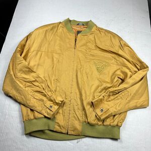 Bugatchi Uomo Mens Vintage Zip Up Bomber Jacket Yellow Flight Casual Coat MEDIUM